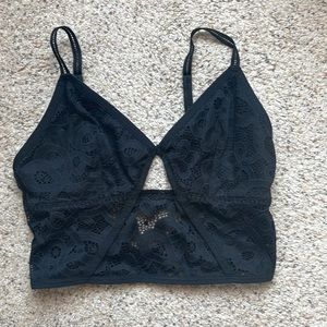 Black lace crop top w/cutout